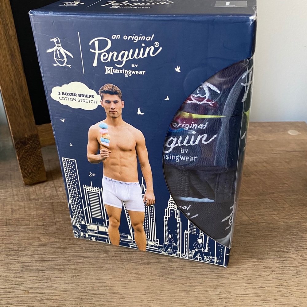 Penguin Brand Solid 3 Pack Boxer Briefs LARGE